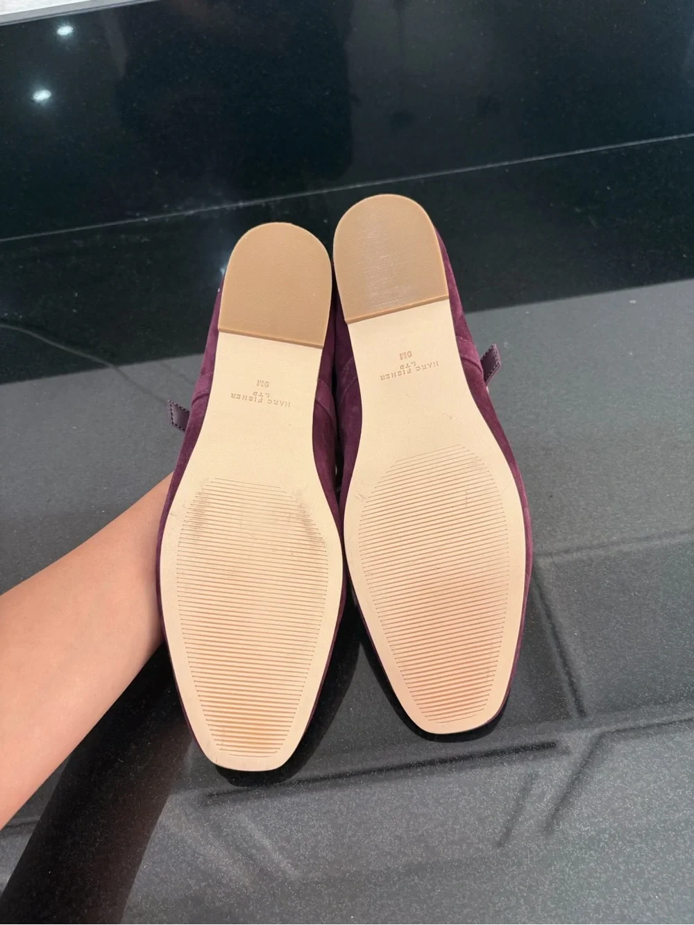 Marc Fisher Burgundy Suede Mary Jane Flats with Buckle
